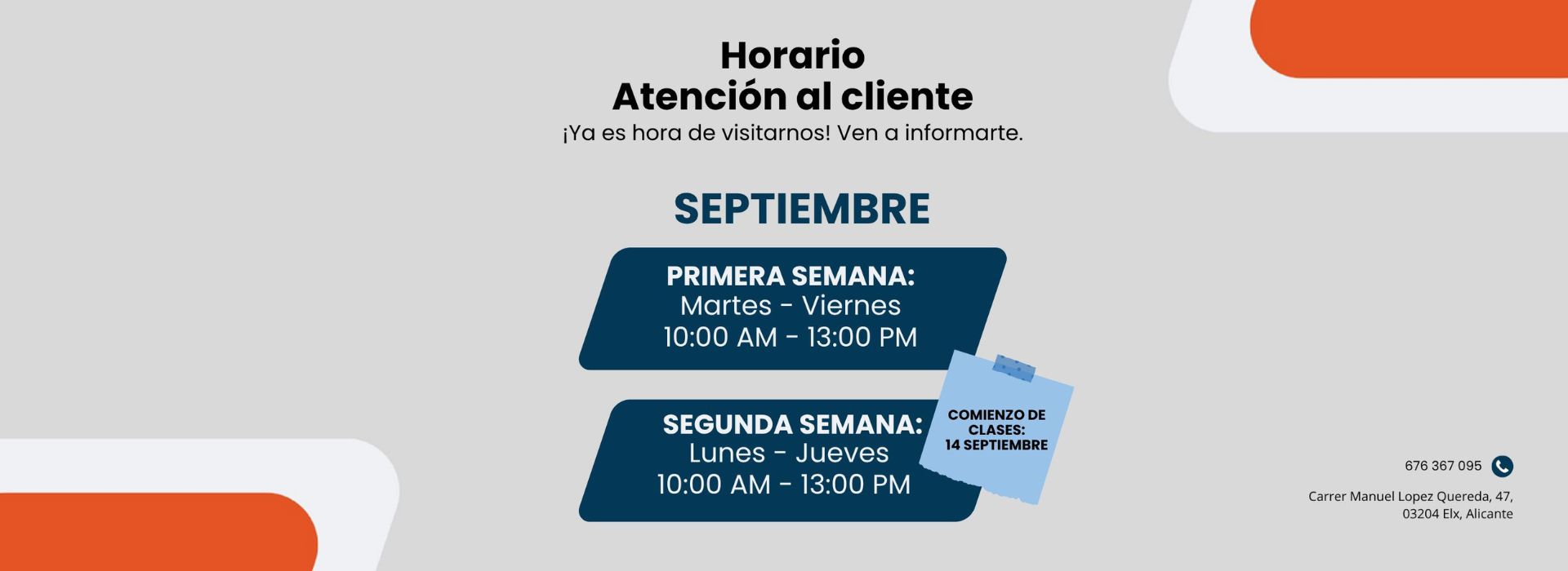Horario de septiembre